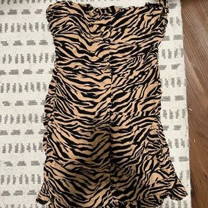 Zebra mini strapless dress